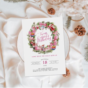 Convite ’Twas um Aniversário de Natal   Coroa de Natal 