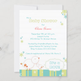 Convite Tweet Tweet Winter Birds Baby Boy Chá