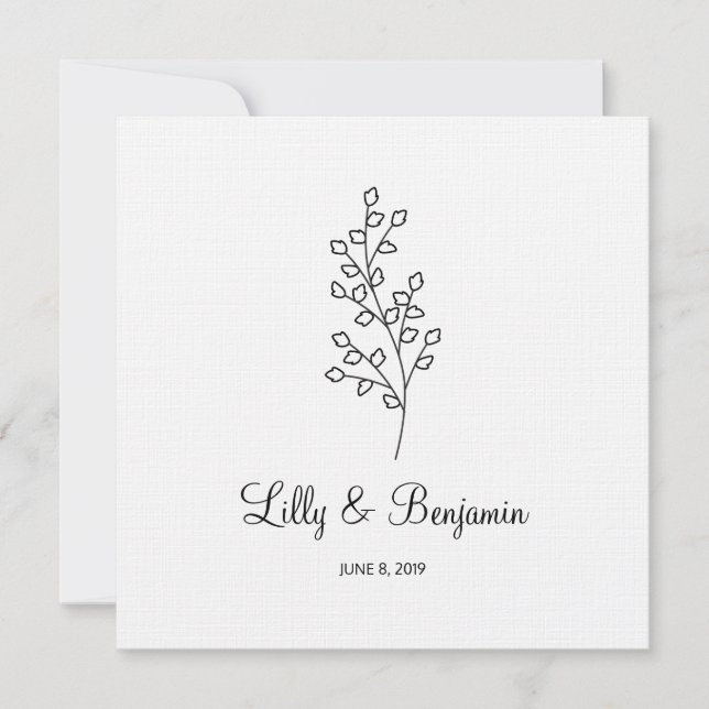 Convite Twigs Wedding Monogram Invitation Design (Frente)