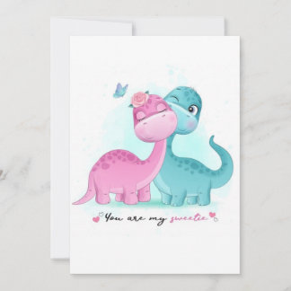 Convite Twin Aqua e Pink Dinossaur