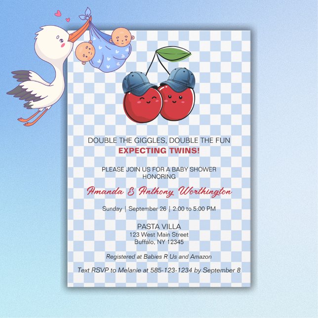 Convite Twin Baby Boys Baby Shower Flat Card (Criador carregado)