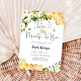 Convite Twin Baby Shower Invitation Bee Invitation