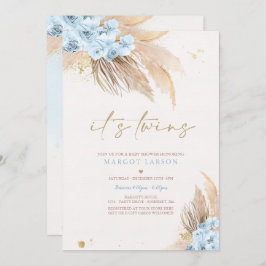 Convite Twin Boy Pampas Grass Chá de fraldas do Deserto da