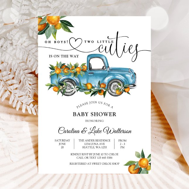 Convite Twin Boys Cuties Baby Shower Invitation (Criador carregado)