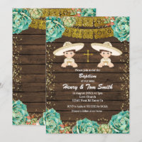 Twin Dourado Glitter Fiesta Boy Christening Christ