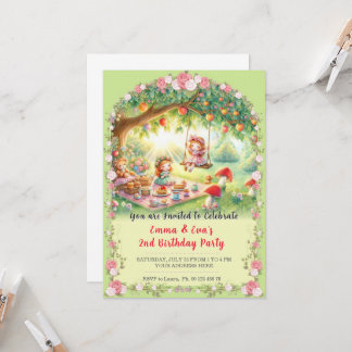 Convite Twin girls birthday celebration