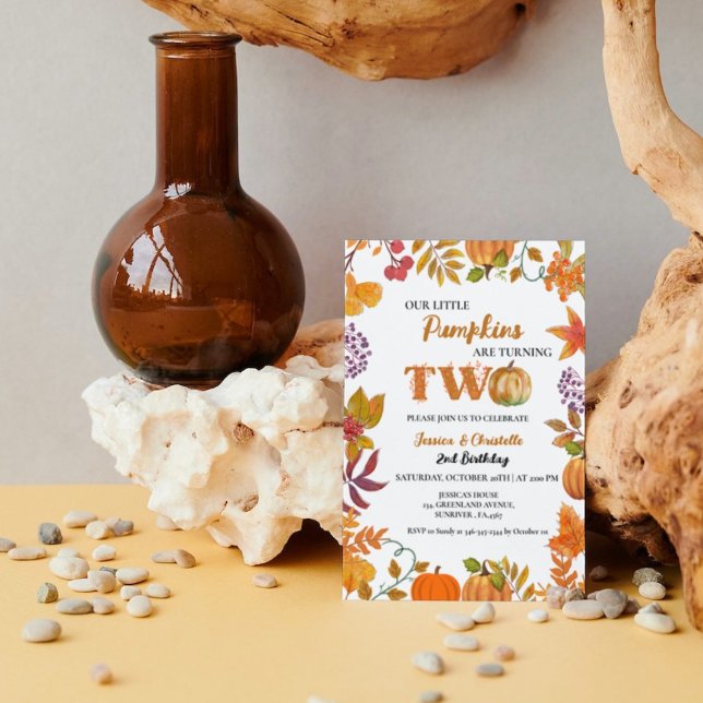 Convite Twin Little Pumpkin está virando dois segundos ani (Criador carregado)