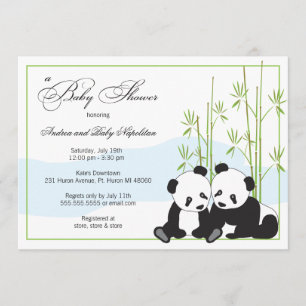 Convite Twin Pandas Chamadas de Bebê