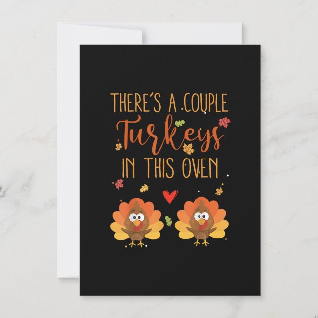 Convite Twin Pregnancy Announcement Baby Reveal Thanksgivi (Frente)