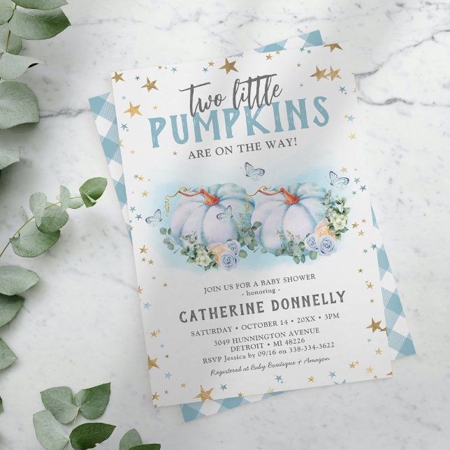Convite Twin Pumpkins Boy Baby Shower Invitation (Criador carregado)