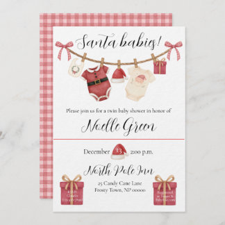 Convite Twin Santa Babies Baby Shower Invitation