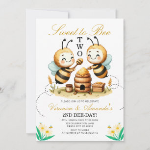 Convite Twin Sweet to Bee 2 Partido Daisy
