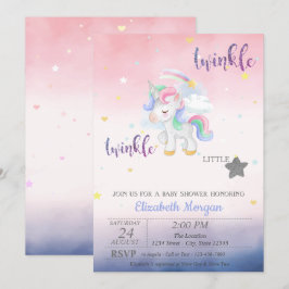 Convite Twinkle Little Star Chá de fraldas Unicorn
