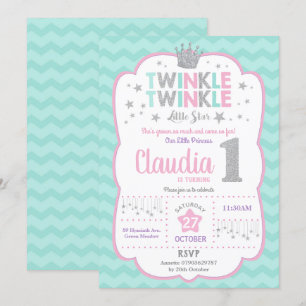 Convite Twinkle Little Star primeiro aniversario Princesa
