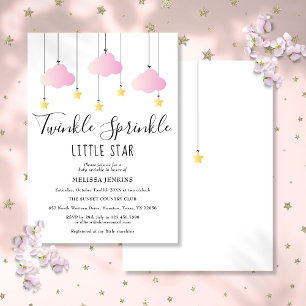 Convite Twinkle Sprinkle Little Star Rosa Menina Chá de Be