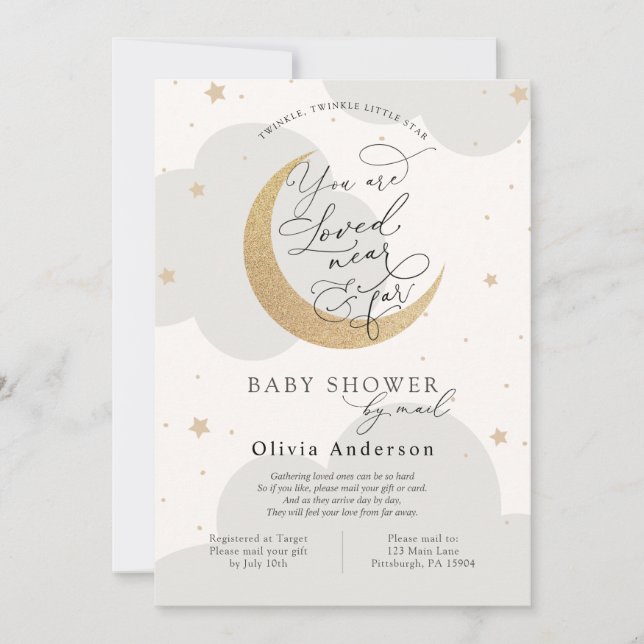 Convite Twinkle Star e Moon Chá por Mail (Frente)