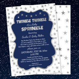 Convite Twinkle Twinkle Baby Sprinkle, marinho prata convi
