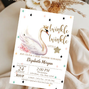 Convite Twinkle Twinkle, Flores de Cisne Baby Shower