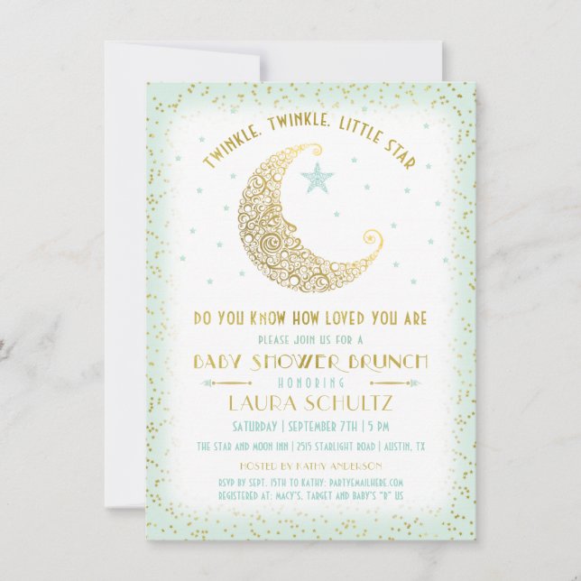 Convite Twinkle Twinkle Little Star Baby Shower Brunch 2 (Frente)