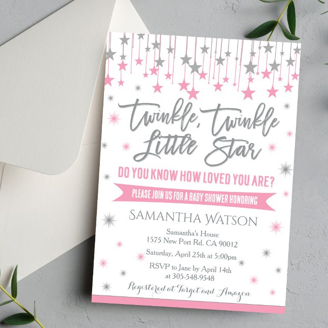 Convite Twinkle Twinkle Little Star Baby Shower Invitation (Criador carregado)