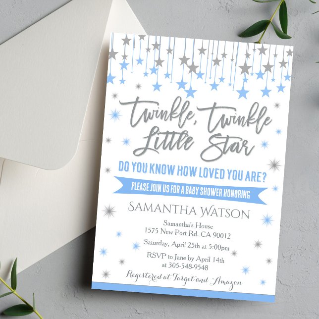 Convite Twinkle Twinkle Little Star Baby Shower Invitation (Criador carregado)