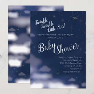 Convite Twinkle Twinkle Little Star Chá de fraldas Celesti