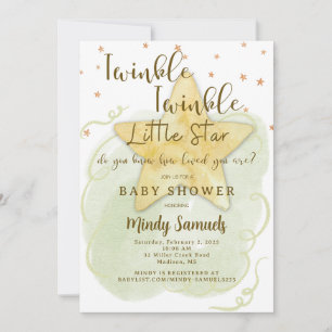 Convite Twinkle Twinkle Little Star Chá Gênero Neutro