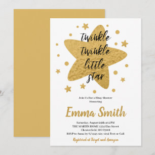 Convite Twinkle Twinkle Little Star Estrelas Douradas Baby