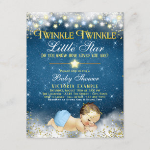 Convite Twinkle Twinkle Little Star Menino Chá de Bebê
