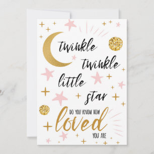 Convite Twinkle Twinkle Little Star Rosa Dourado Baby Show