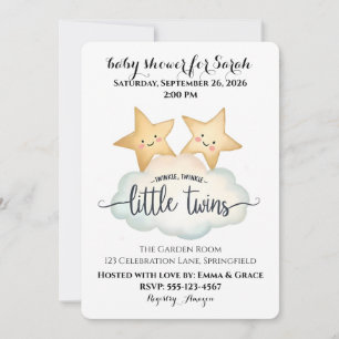Convite Twinkle, Twinkle Little Twins Chá de fraldas Convi