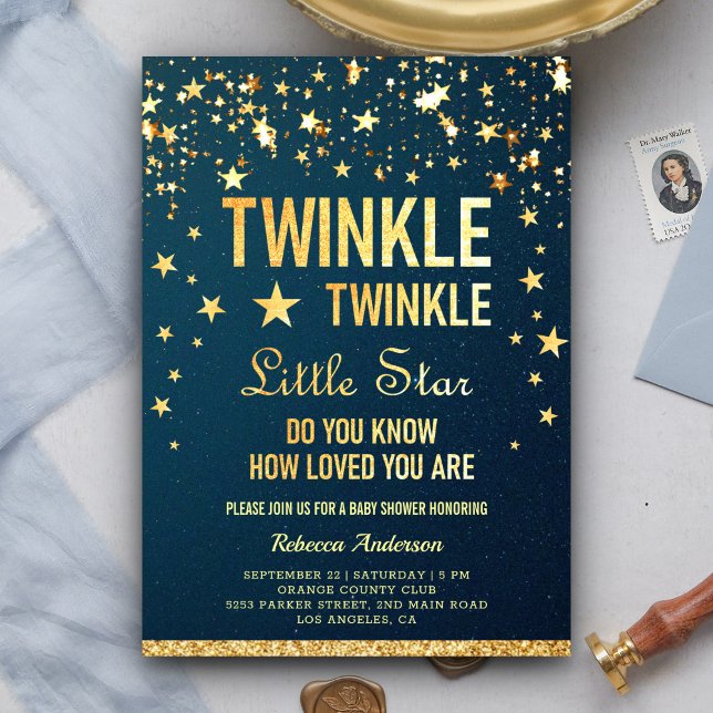 Convite Twinkle Twinkle - Pequena Chá de fraldas de Estrel (Criador carregado)