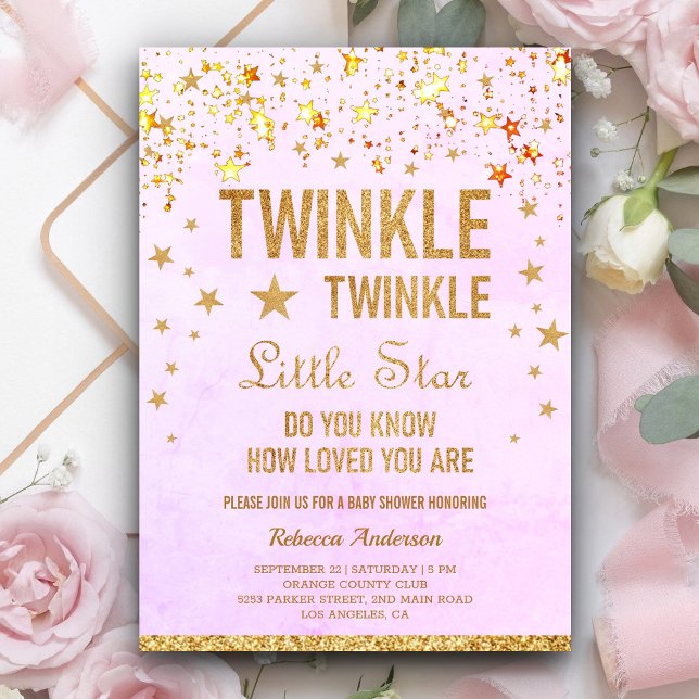 Convite Twinkle Twinkle - Pequena Chá de fraldas de Estrel (Criador carregado)