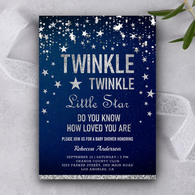 Convite Twinkle Twinkle - Pequena Chá de fraldas de Estrel (Criador carregado)
