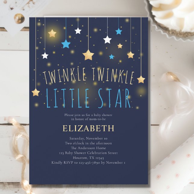 Convite Twinkle Twinkle Pequena Estrela Chá de fraldas Azu (Criador carregado)