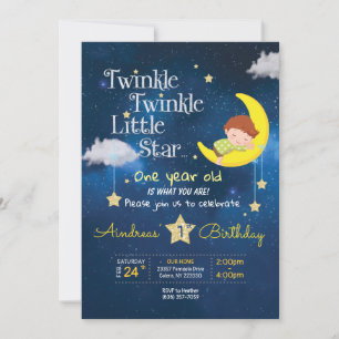 Convite Twinkle Twinkle Pequena estrela Convidado para Pri