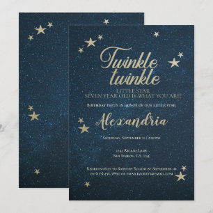 Convite Twinkle Twinkle Pequena Festa de aniversário de Es