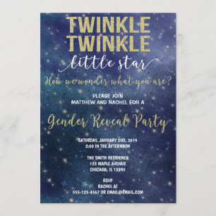 Convite Twinkle Twinkle - pequeno gênero de estrela revela