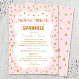 Convite Twinkle Twins Bebê Sprinkle, chá de meninas gêmeas