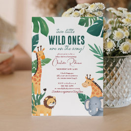 Convite Twins Baby Safari Chá de fraldas