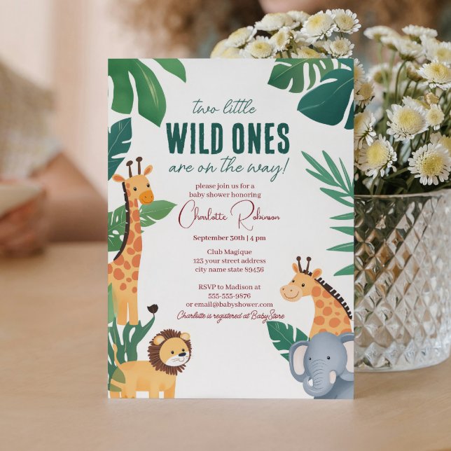 Convite Twins Baby Safari Chá de fraldas (Criador carregado)