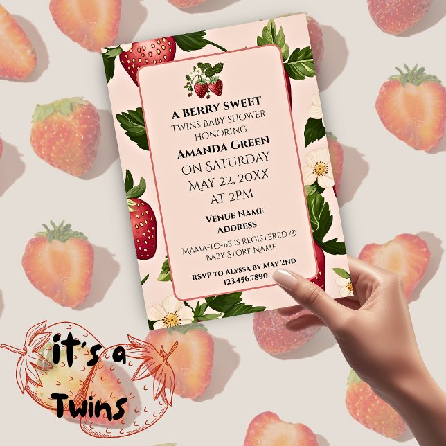 Convite TWINS Berry Sweet Strawberry (TWINS Berry Sweet Strawberry Invitation)