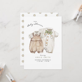 Convite Twins Meninos Fofos Fofos Fofos Chás de fraldas Co