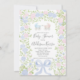 Convite Twins shower, baby carriage shower invitation