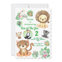 Two at The Zoo Jungle Animals Kids Birthday Photo