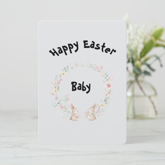 Convite Two Bunnies Easter Greeting Card (Em pé/Frente)