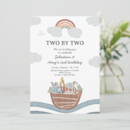 Convite Two by Two Noahs Ark Twin Birthday