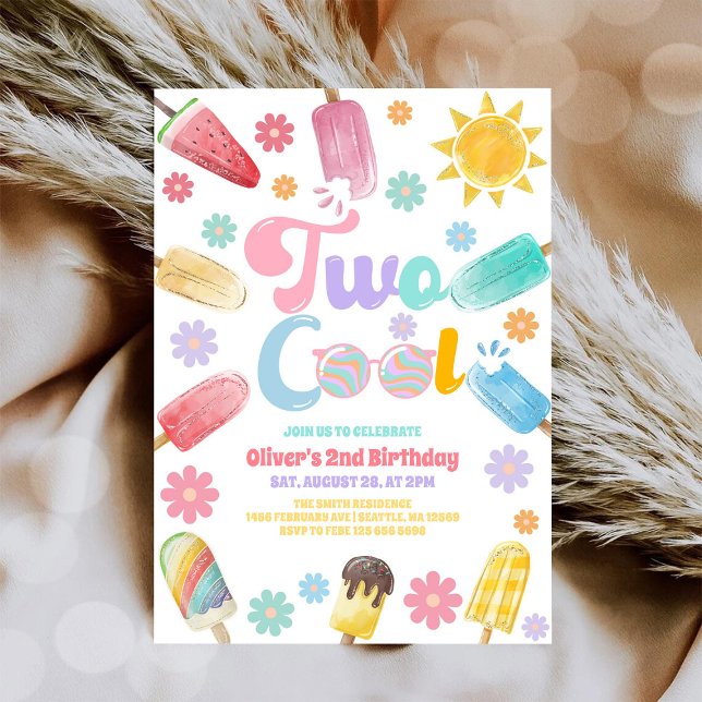 Convite Two Cool Ice Cream Birthday Invitation (Criador carregado)