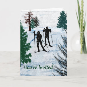 Convite Two Cross Country Skiers Snow Storm You're Invited