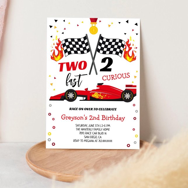 Convite Two Fast 2 Curious Racing Car Boy Birthday (Criador carregado)